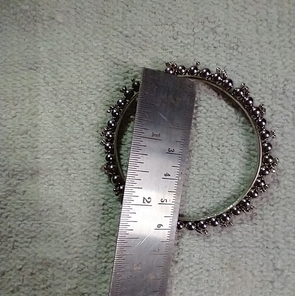 Silvertone decorative bangle bracelet - Picture 2 of 5